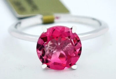PINK TOURMALINE 2.94 Cts SOLITAIRE RING 10K SOLID WHITE GOLD - New With Tag - Image 1 of 3