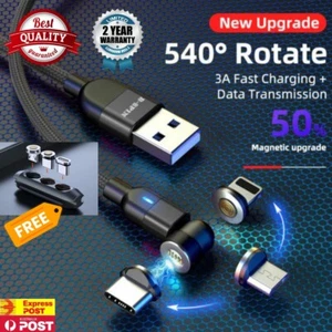 Magnetic Cable Right Angle Micro USB/Type C Charging Charger For iPhone 2M 3IN1 - Bild 1 von 35