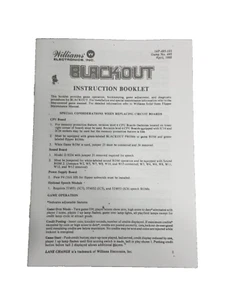 Williams Blackout Instruction Booklet - Picture 1 of 2