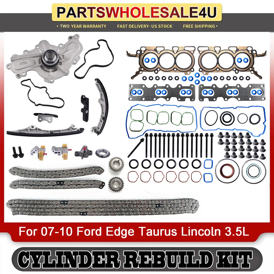 Head Gaskets Timing Chain Water Pump Kit for 07-10 Ford Edge Taurus Lincoln 3.5L - Imagem 1 de 4