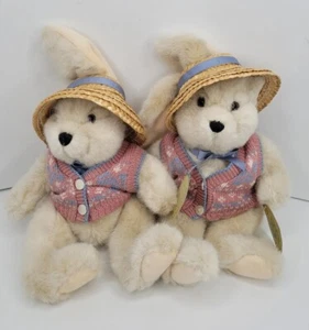 Honeysuckle Hollow Plush Floppy Bunny Stuffed Animals 12" Jointed Lot Of 2 - Picture 1 of 17