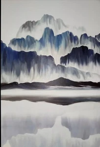 36"x 24" Kunstwerke Meerlandschaft Berge Wandbehang Wohndeko mehrfarbiger Druck - Bild 1 von 12