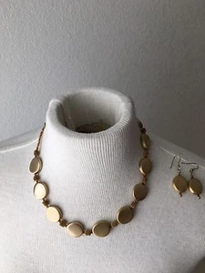 Schöne Halskette-Ohrring (durchbohrt) Set maßgeschneidert goldfarben Metall 18" USA - Bild 1 von 6