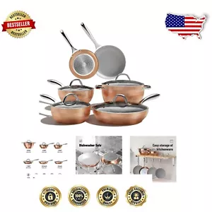 Dishwasher & Oven Safe 10-Piece Induction Cookware Set with Tempered Glass Lids - Picture 1 of 10
