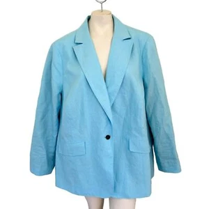 TALBOTS Classic Linen Blazer in Sky Blue WOMEN'S 20 - Picture 1 of 9