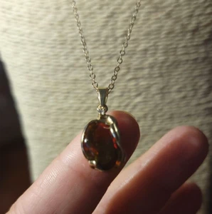 Beautiful Mexican Fire Opal Gold Necklace on 14K Gold. NMO109 - Picture 1 of 4