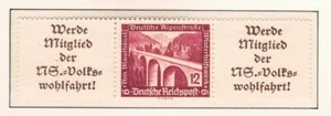 Germania - 1937 numero di zecca W114, 12pf Alpine Road, se-tenant con etichette A11.1 - Foto 1 di 1