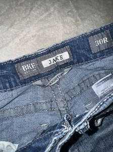 BKE Buckle Jeans Mens 30R Distressed Jake Straight Dark Thick Stitch Stretch - Picture 1 of 7