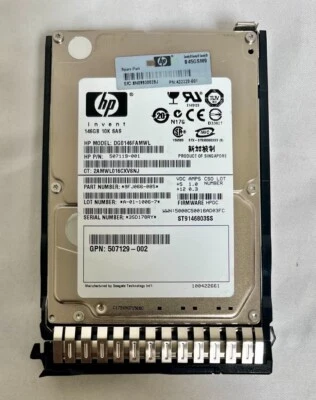 HP 507119-001 DG0146FAMWL 146GB 10K 6G 2.5" SAS Hard Drive w/tray 432320-001 - Image 1 of 3
