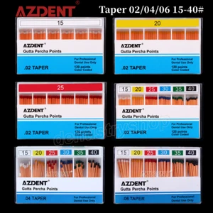 AZDENT Dental Eododontic Root Canal Gutta Percha Points Taper 0.02/0.04/0.06 - Picture 1 of 119