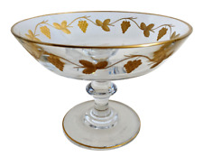 1920s Antique Val Saint Lambert Gold Embossed Compote Bowl