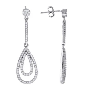 925 STERLING SILVER LADIES CZ DANGLING EARRINGS #66686 - Picture 1 of 1