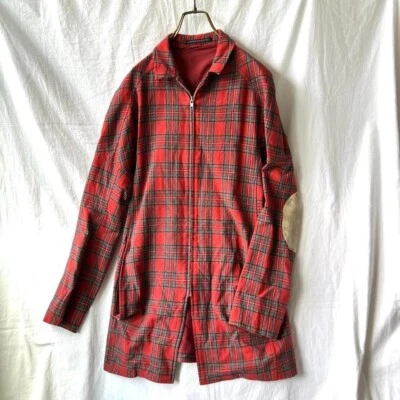 Abrigo de Colección Y's Yohji Yamamoto Tartán Cuadros Chaqueta Larga Media Roja Talla M. Foto 1 de 4