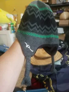 CAPPELLO CAPPELLO DA SCI BAMBINI ROCA WEAR MAGLIA TESCHIO PAPPE ORECCHIE Nappa Trecce Nero Grigio Verde - Foto 1 di 6