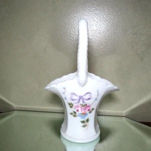 Westmoreland Glas Rosen und Schleifen BK-2 großer Korb handbemalt - Bild 1 von 15