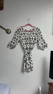 Женский гламурный черно-белый комбинезон • ацтекский принт • размер средний - Изображение 1 из 4