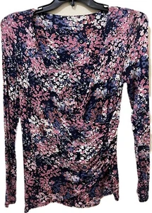 NWT Motherhood Maternity Cozy Stretchy Floral Nursing Top Faux Wrap L/S Shirt S - Picture 1 of 5