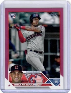 2023 Topps Actualización Brayan Rocchio Día de la Madre Tarjeta de inserto rosa/50 Guardianes - Imagen 1 de 2