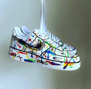 Nike Custom Air Force 1 "Rainbow Splatter" White Schuhe Black Pride Herren Damen - Bild 1 von 17
