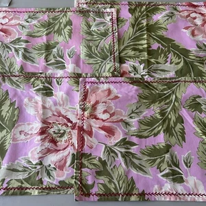 Manteles individuales April Cornell 4 rosa verde tropical floral borde bordado India leer - Imagen 1 de 11