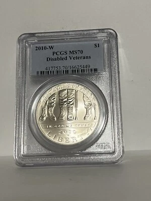2010-W PCGS MS 70 Disabled Veterans Silver Commemorative Dollar  $1 - Image 1 of 2