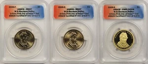 2009 PDS 3 Coin FDOI Set W.H. Harrison Presidential $1 MS67 PR69 DCAM ANACS - Picture 1 of 2