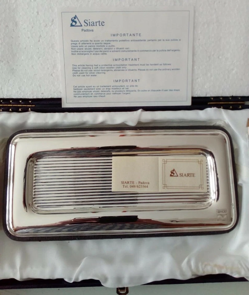 PORTA PENNE VASSOIETTO ARGENTO CON CERTIFICATO SIARTE PADOVA - Immagine 1 di 1