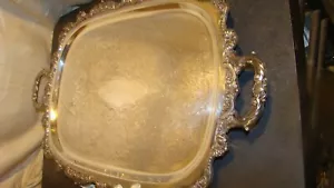 EPCA Old English SilverPlate Tray by Poole #5921. Heated/Handled/Footed, TESTED - Picture 1 of 10