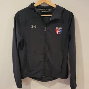 Under Armour Windbreaker Jacket Storm Hooded Youth Size Large Soccer Club Black - Picture 1 of 10