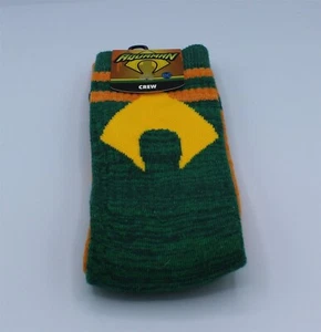 Bioworld Mens Crew Socks Aquaman Size 10-13 Green Yellow Orange - Picture 1 of 1
