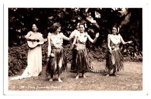 POSTAL FOTO REAL VINTAGE BAILARINES DE HULA HAWAIANOS - Imagen 1 de 2