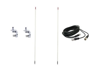 NEW 2 FRANCIS CB25W 4.5FT WHITE CB ANTENNAS,18FT DUAL COAX, MIRROR MOUNTS - Picture 1 of 1