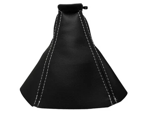 OPEL SIGNUM (2003-2008) Cuffia Leva Cambio 100% Vera Pelle - Cuciture Bianco - Picture 1 of 1