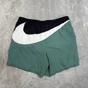 Costume da bagno Nike vintage uomo medio grande swoosh nylon pantaloncino verde nero foderato - Foto 1 di 9