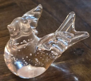 31/2" Enesco Bullicante mundgeblasenes Glas rosa gehauen Vogel Figur Briefbeschwerer Blasen - Bild 1 von 9