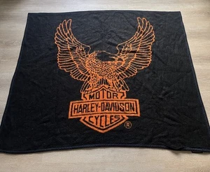 Vintage Harley Davidson Fleece Throw Blanket Biederlack Made in USA 54”X 48” - Picture 1 of 6