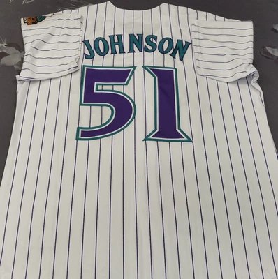 VINTAGE Randy Johnson #51 Diamondbacks Throwback White Sewn Stitched Jersey. - Image 1 of 4