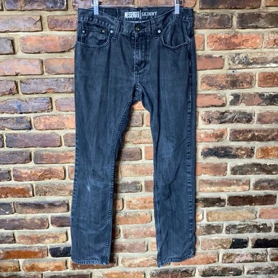 Jeans skinny Freeworld cinza preto denim mensageiro masculino tamanho 31x30 - Imagem 1 de 4