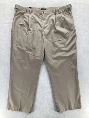 Pantalones chinos americanos Izod para hombre 46x30 caqui doble pliegue calce clásico informales nuevos con etiquetas Foto 1 de 4