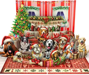 Pop up Christmas Card with Dogs, 3D Dog Christmas Card, 6X8 in Popup Holiday - Bild 1 von 12