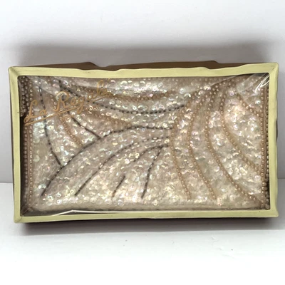 Bolsa de noite vintage La Regale pequena embreagem miçangas lantejoulas pérola falsa, festa de casamento - Imagem 1 de 4