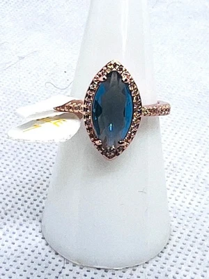 Anillo Bomba Fiesta Anillo, Talla 7, Nuevo sin Etiquetas, Banda Oro, Piedra Azul, Foto 1 de 4