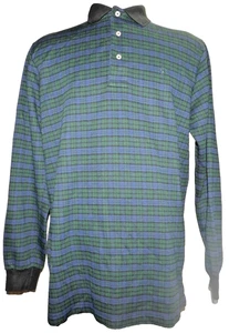 VTG POLO GOLF RALPH LAUREN POLO SHIRT BLUE & GREEN TARTAN PLAID sz L NWOT - Picture 1 of 14