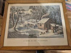 Currier And Ives A Home In The Wilderness Framed Art - Picture 1 of 1