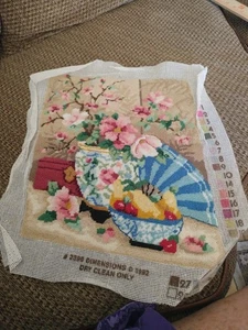 1992 Dimensions Betty Whiteaker "Oriental Still Life" Needlepoint 12x14 Finished - Picture 1 of 5