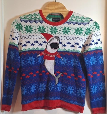 Blizzard Bay Feo Navidad Tiburón Divertido Suéter Lindo Vacaciones Cuello Redondo Para Hombre L Foto 1 de 4
