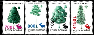 Rumänien Briefmarken 1998 SC# 4221-4224 ' Bäume; rot aufgeladen - Bild 1 von 2
