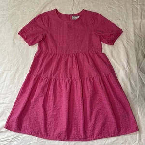Old Navy Girl’s Pink Tier Dress With Puff Sleeves, Size 14/16 XL - Picture 1 of 2