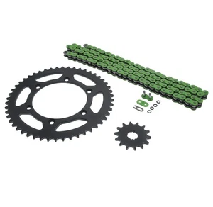 Green O Ring Chain & Blk Sprocket for 03-04, 07-09, 14 Yamaha YZ450F 14/50 116L - Picture 1 of 4