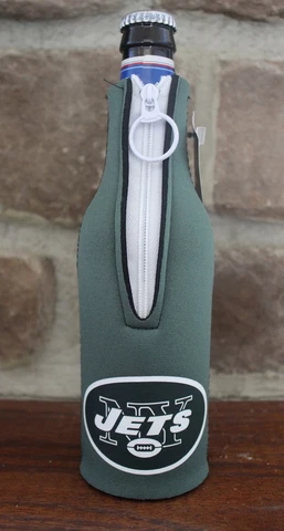 New York Jets Licensed NFL Bottle Fan Koozie Zipper Football Beer huggie cooler Cover